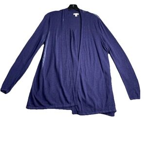 J Jill Open Cardigan Linen Blend Sweater Womens Small Long Sleeve Blue